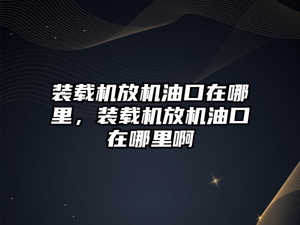 裝載機放機油口在哪里，裝載機放機油口在哪里啊