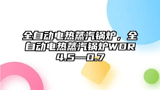 全自動電熱蒸汽鍋爐，全自動電熱蒸汽鍋爐WDR4.5—0.7