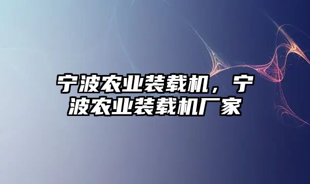 寧波農(nóng)業(yè)裝載機，寧波農(nóng)業(yè)裝載機廠家