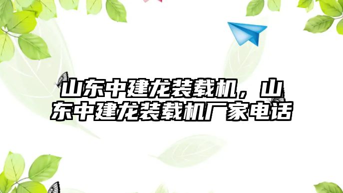 山東中建龍裝載機，山東中建龍裝載機廠家電話