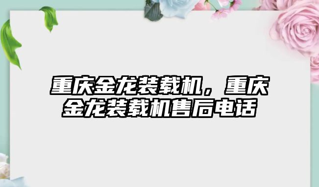 重慶金龍裝載機，重慶金龍裝載機售后電話