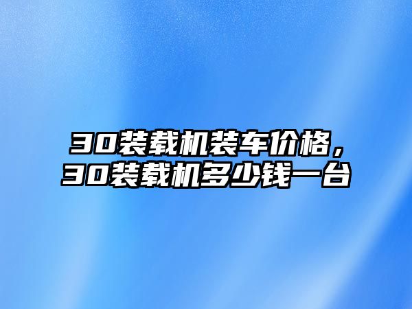 30裝載機裝車價格，30裝載機多少錢一臺