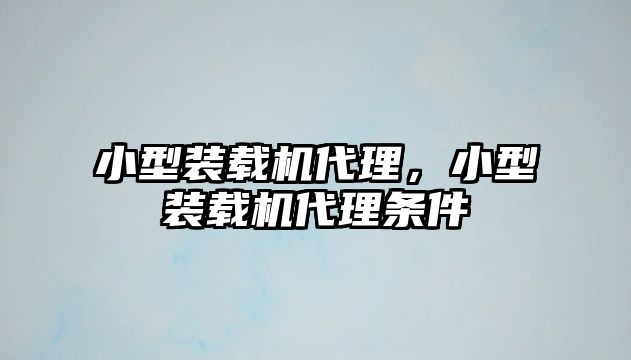 小型裝載機代理，小型裝載機代理條件