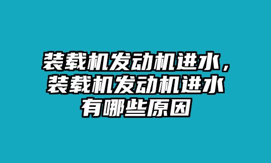 裝載機發(fā)動機進水，裝載機發(fā)動機進水有哪些原因