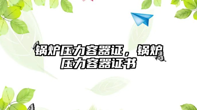 鍋爐壓力容器證，鍋爐壓力容器證書