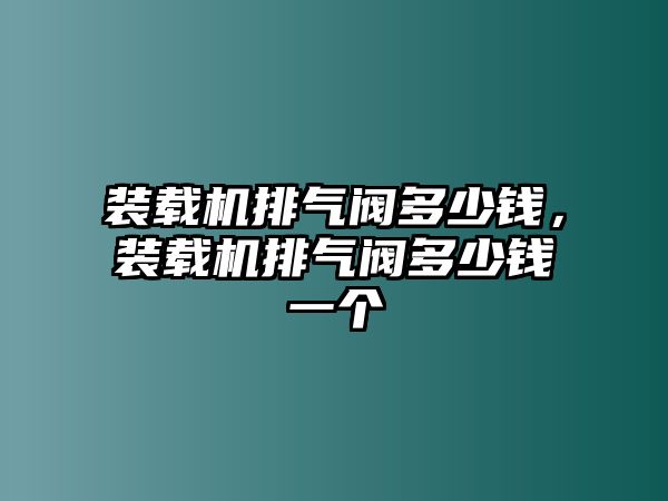 裝載機排氣閥多少錢，裝載機排氣閥多少錢一個