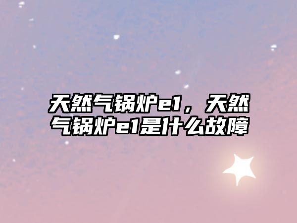 天然氣鍋爐e1，天然氣鍋爐e1是什么故障