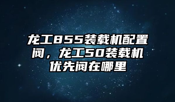 龍工855裝載機(jī)配置閥，龍工50裝載機(jī)優(yōu)先閥在哪里