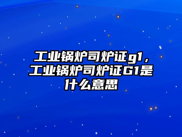 工業(yè)鍋爐司爐證g1，工業(yè)鍋爐司爐證G1是什么意思