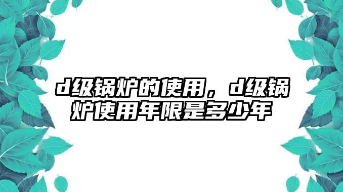 d級鍋爐的使用，d級鍋爐使用年限是多少年