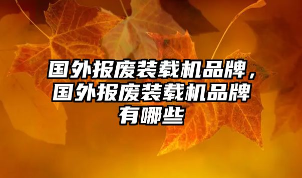 國(guó)外報(bào)廢裝載機(jī)品牌，國(guó)外報(bào)廢裝載機(jī)品牌有哪些