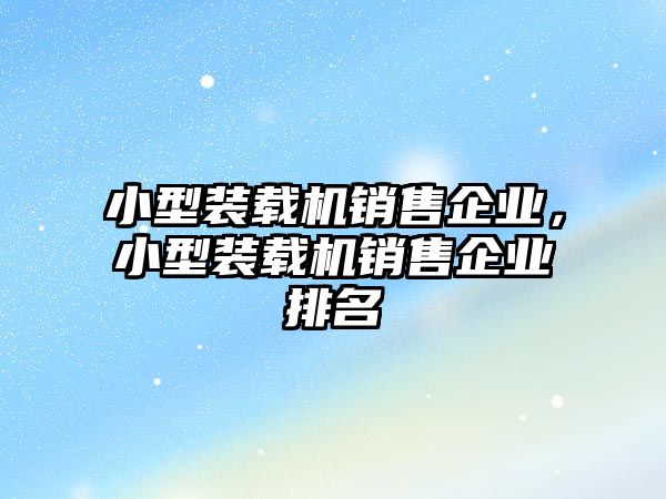 小型裝載機銷售企業(yè)，小型裝載機銷售企業(yè)排名