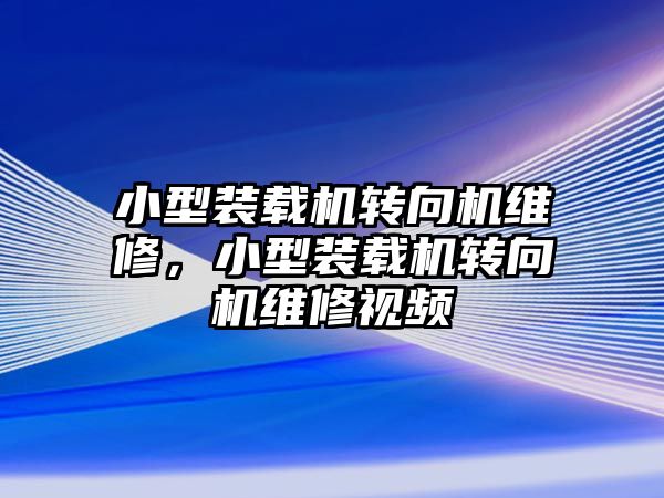 小型裝載機轉(zhuǎn)向機維修，小型裝載機轉(zhuǎn)向機維修視頻