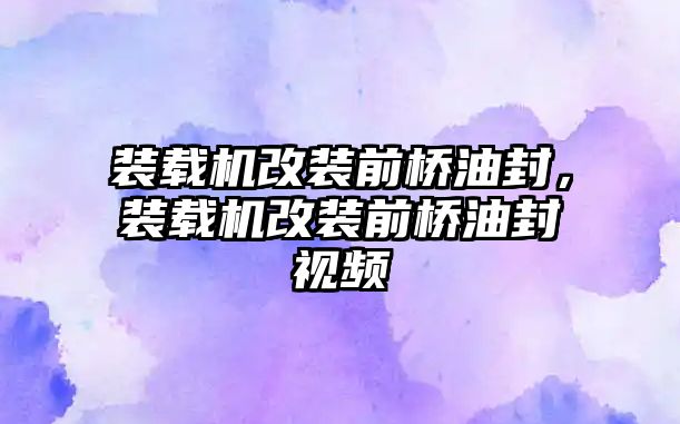 裝載機改裝前橋油封，裝載機改裝前橋油封視頻