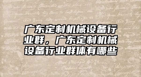 廣東定制機械設備行業(yè)群，廣東定制機械設備行業(yè)群體有哪些