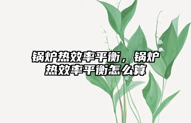 鍋爐熱效率平衡，鍋爐熱效率平衡怎么算