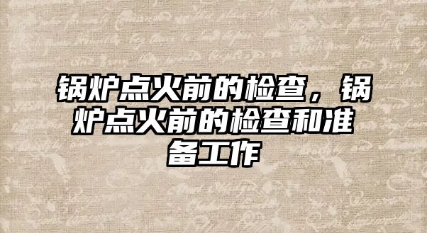 鍋爐點火前的檢查，鍋爐點火前的檢查和準備工作