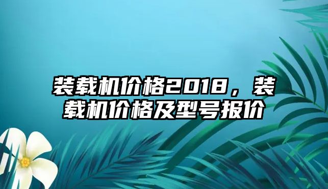 裝載機價格2018，裝載機價格及型號報價