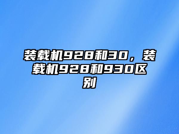 裝載機928和30，裝載機928和930區(qū)別