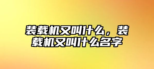 裝載機(jī)又叫什么，裝載機(jī)又叫什么名字