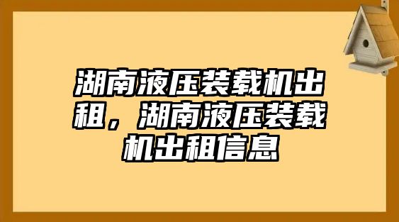 湖南液壓裝載機(jī)出租，湖南液壓裝載機(jī)出租信息