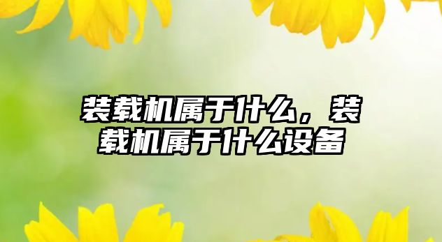 裝載機屬于什么，裝載機屬于什么設(shè)備