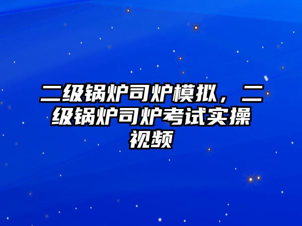 二級鍋爐司爐模擬，二級鍋爐司爐考試實操視頻