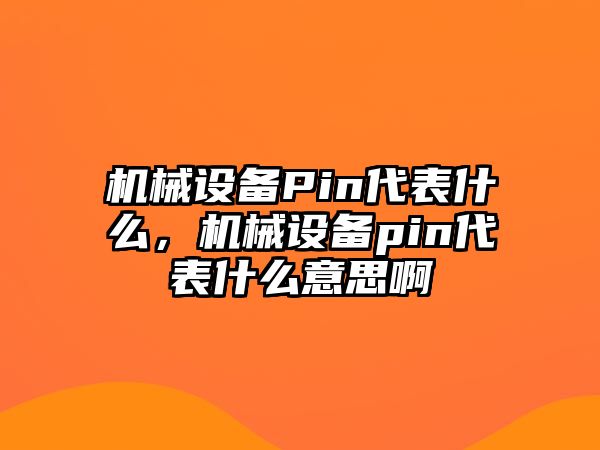 機(jī)械設(shè)備Pin代表什么，機(jī)械設(shè)備pin代表什么意思啊