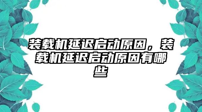 裝載機延遲啟動原因，裝載機延遲啟動原因有哪些