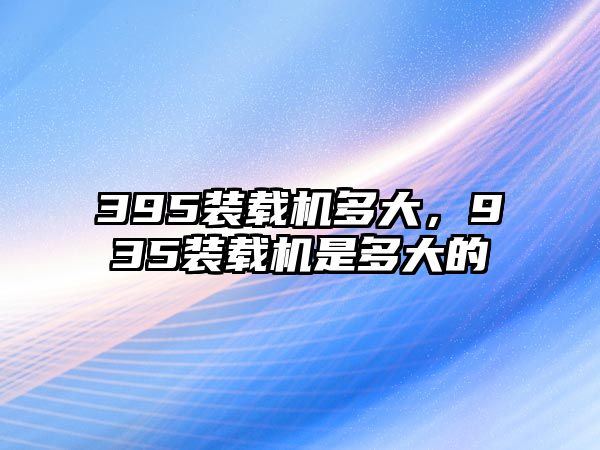 395裝載機多大，935裝載機是多大的