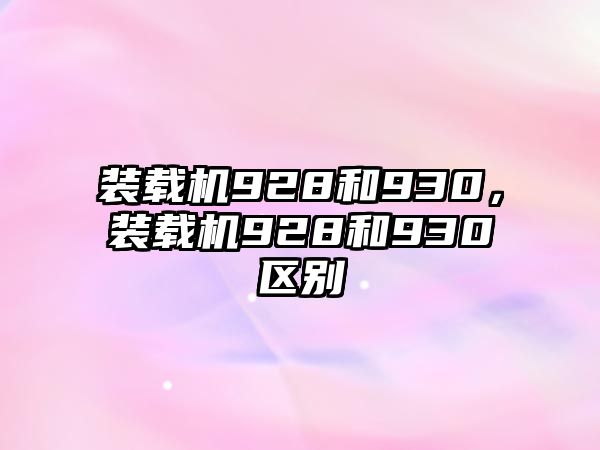 裝載機928和930，裝載機928和930區(qū)別