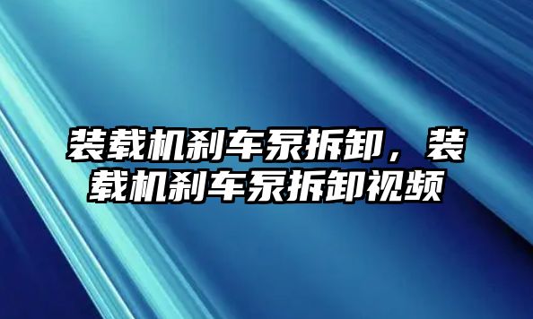 裝載機剎車泵拆卸，裝載機剎車泵拆卸視頻