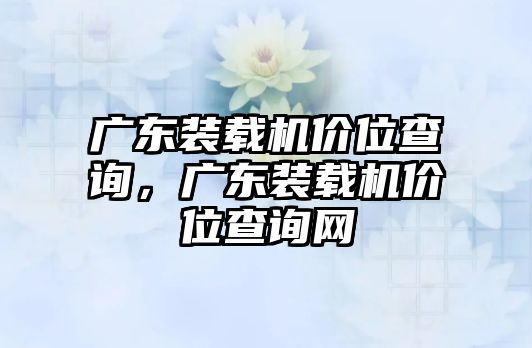 廣東裝載機價位查詢，廣東裝載機價位查詢網(wǎng)