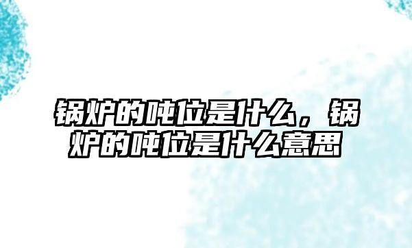 鍋爐的噸位是什么，鍋爐的噸位是什么意思