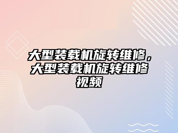 大型裝載機旋轉維修，大型裝載機旋轉維修視頻