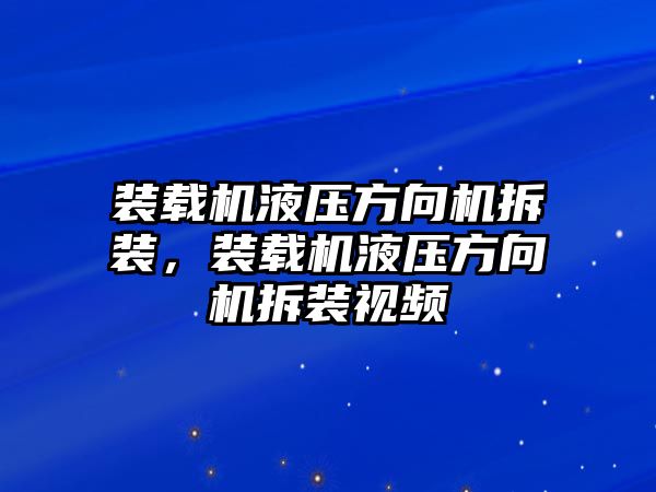 裝載機(jī)液壓方向機(jī)拆裝，裝載機(jī)液壓方向機(jī)拆裝視頻