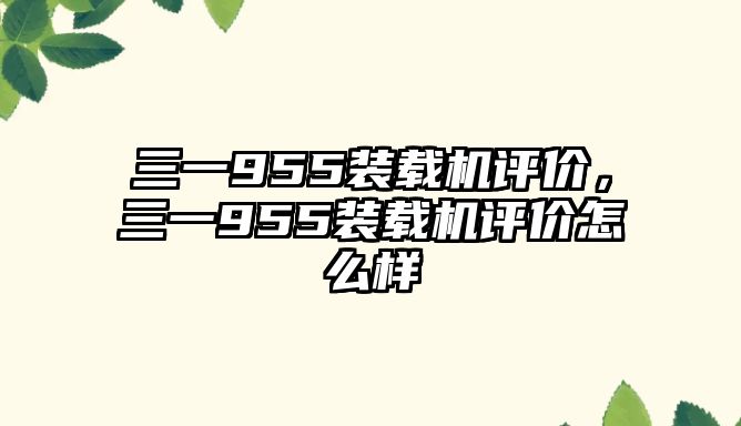 三一955裝載機(jī)評(píng)價(jià)，三一955裝載機(jī)評(píng)價(jià)怎么樣