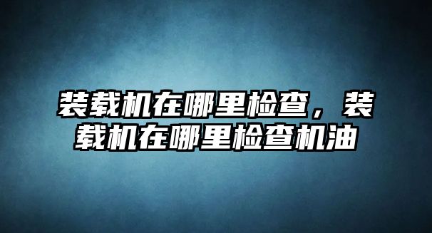 裝載機在哪里檢查，裝載機在哪里檢查機油