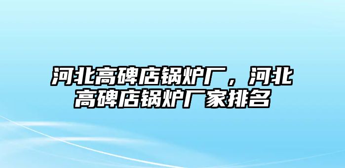 河北高碑店鍋爐廠，河北高碑店鍋爐廠家排名