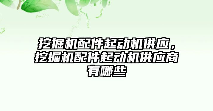 挖掘機配件起動機供應(yīng)，挖掘機配件起動機供應(yīng)商有哪些