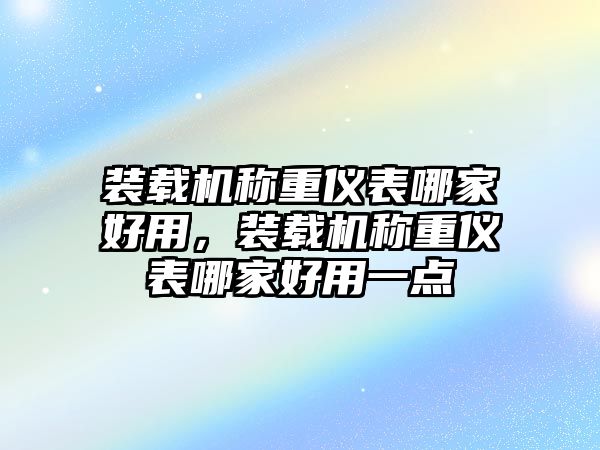 裝載機(jī)稱重儀表哪家好用，裝載機(jī)稱重儀表哪家好用一點(diǎn)