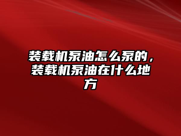 裝載機泵油怎么泵的，裝載機泵油在什么地方