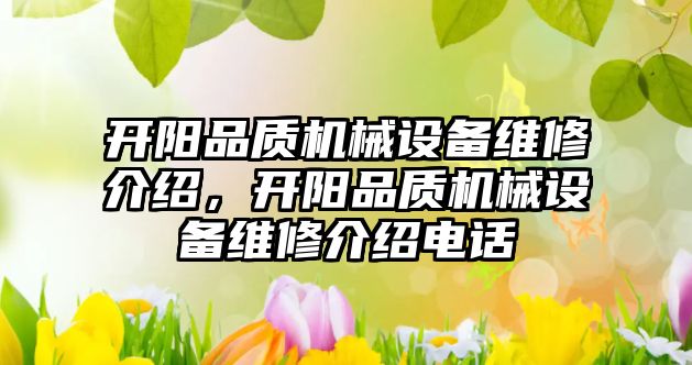 開陽品質(zhì)機械設備維修介紹，開陽品質(zhì)機械設備維修介紹電話