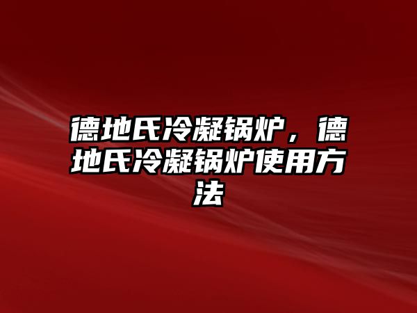 德地氏冷凝鍋爐，德地氏冷凝鍋爐使用方法