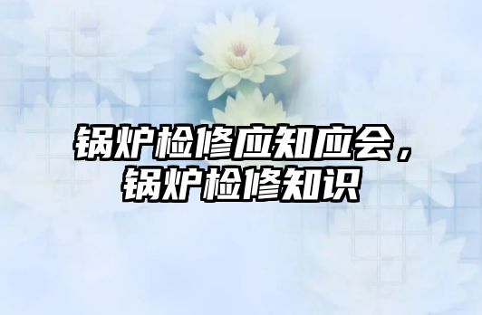 鍋爐檢修應(yīng)知應(yīng)會，鍋爐檢修知識