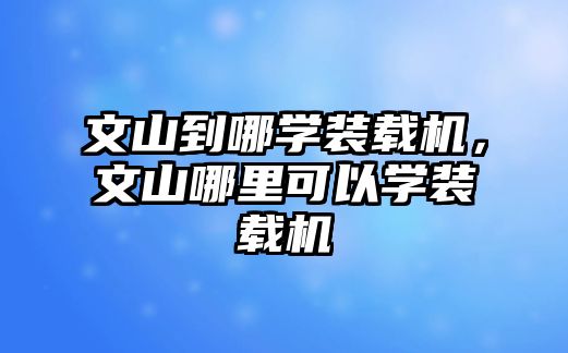 文山到哪學(xué)裝載機，文山哪里可以學(xué)裝載機