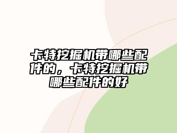 卡特挖掘機帶哪些配件的，卡特挖掘機帶哪些配件的好