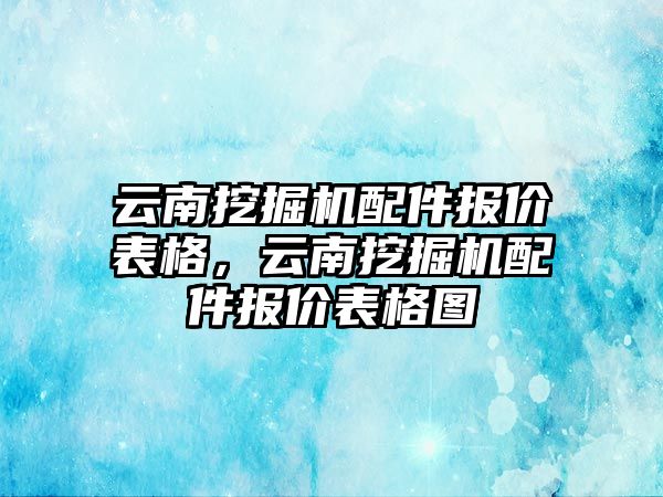 云南挖掘機配件報價表格，云南挖掘機配件報價表格圖