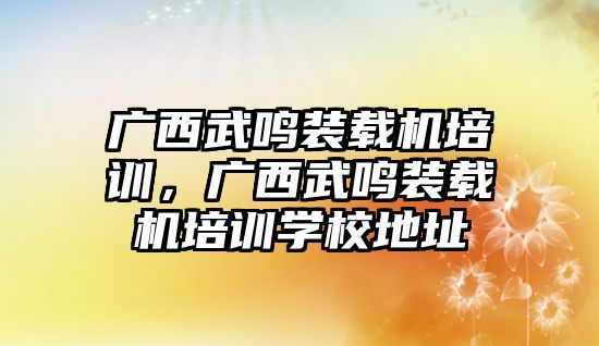 廣西武鳴裝載機(jī)培訓(xùn)，廣西武鳴裝載機(jī)培訓(xùn)學(xué)校地址