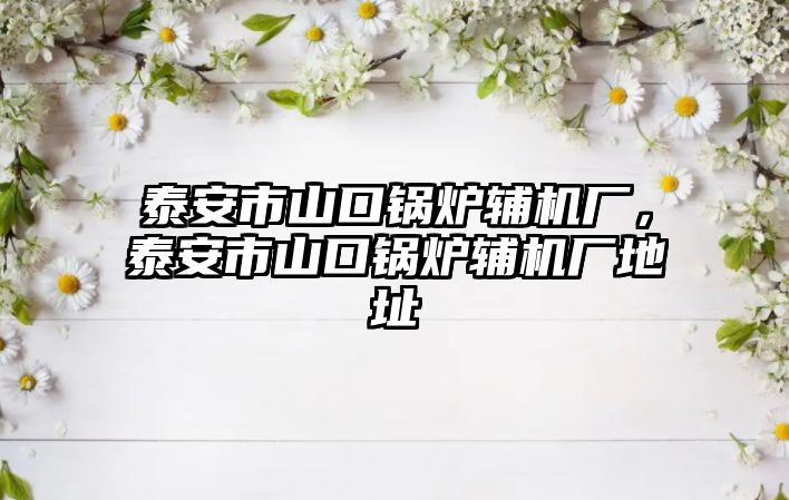 泰安市山口鍋爐輔機(jī)廠，泰安市山口鍋爐輔機(jī)廠地址